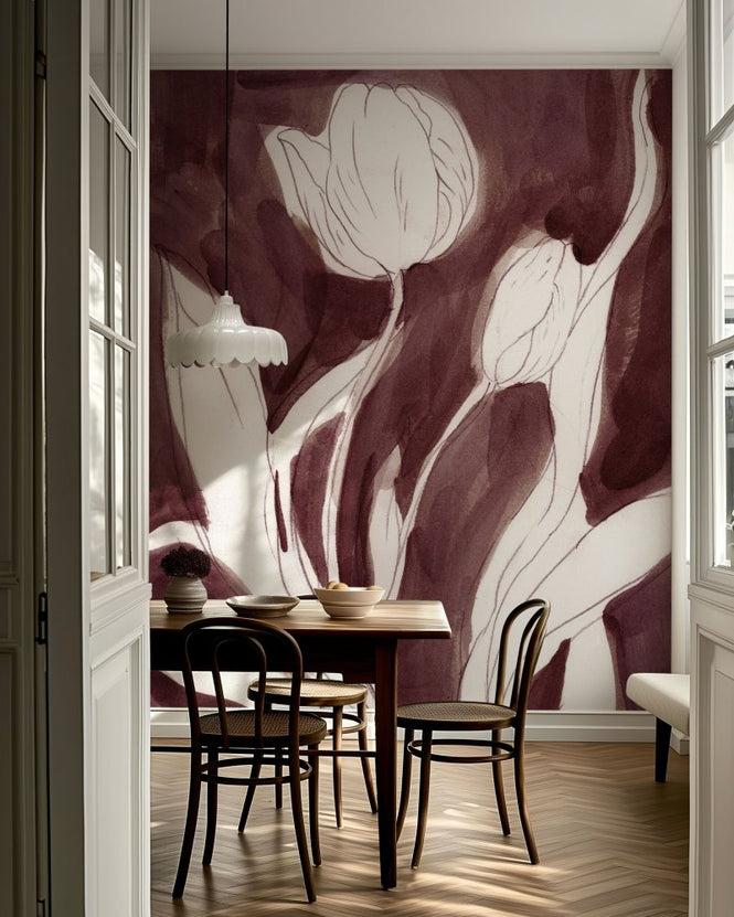 PHOTOWALL / Burgundy Tulip Sketch (e97423)
