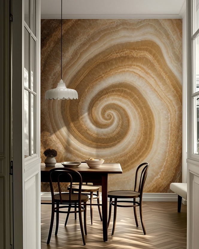 PHOTOWALL / Fibonacci Poster - Yellow Agate Slice Muted Tones (e97524)