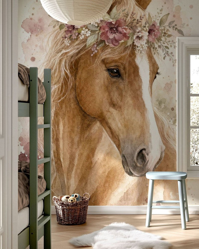 PHOTOWALL / Watercolor Floral Horse (e98184)