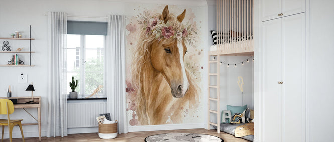 PHOTOWALL / Watercolor Floral Horse (e98184)