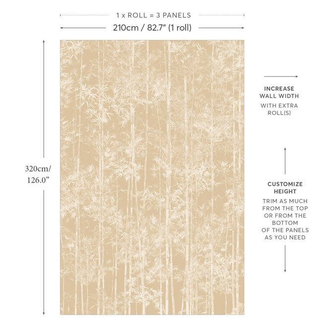輸入壁紙 Sian Zeng / Bamboo Mural Wallpaper / Beige 【3パネル1セット】