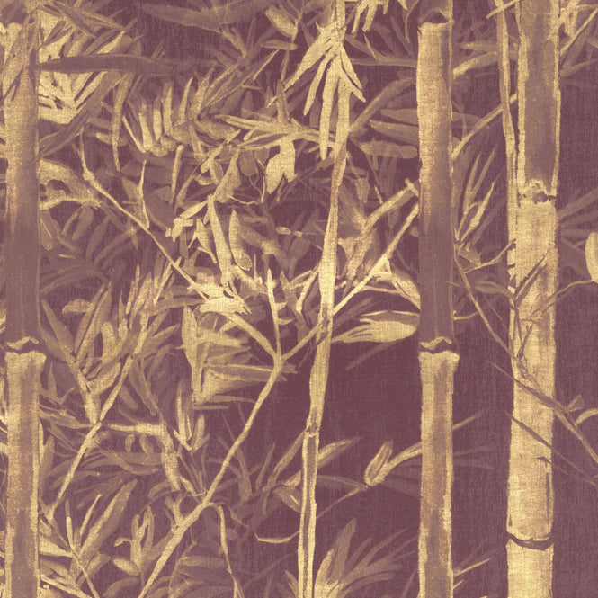 輸入壁紙 Sian Zeng / Bamboo Mural Wallpaper Special Edition / Gold Burgundy 【3パネル1セット】