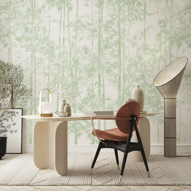 輸入壁紙 Sian Zeng / Bamboo Mural Wallpaper / Green 【3パネル1セット】