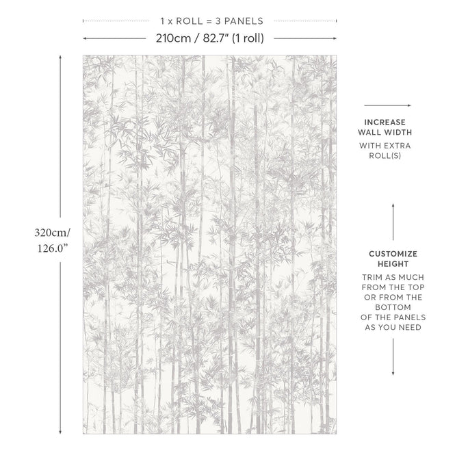 輸入壁紙 Sian Zeng / Bamboo Mural Wallpaper / Grey 【3パネル1セット】