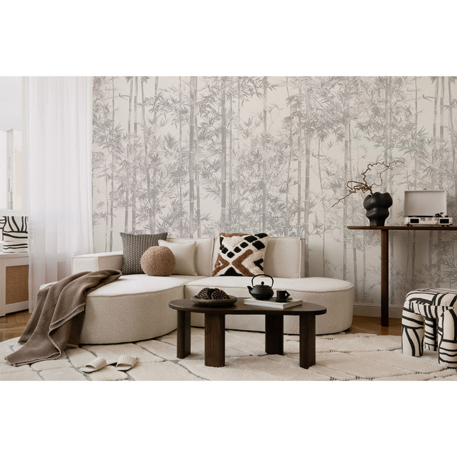 輸入壁紙 Sian Zeng / Bamboo Mural Wallpaper / Grey 【3パネル1セット】