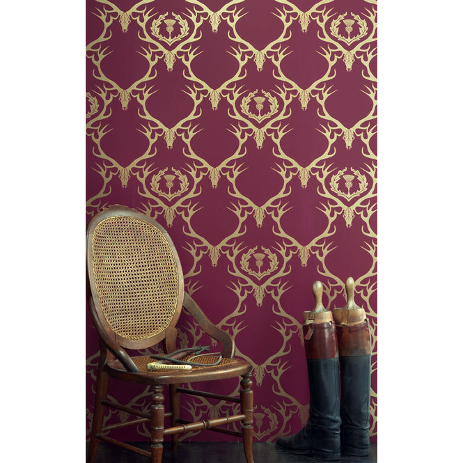 Barneby Gates / WALLPAPER BOOK VOL Ⅰ / Deer Damask Claret BG0100402