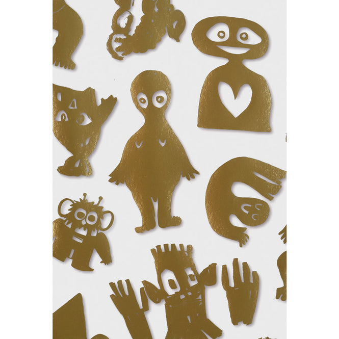 NLXL Gold Foil Wallpapers / Love Machine by Bas Kosters / Gold Foil on white BKS-06