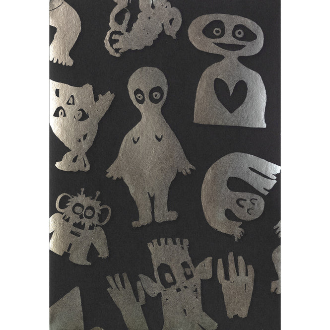 NLXL Gold Foil Wallpapers / Love Machine by Bas Kosters / Silver Foil on black BKS-08