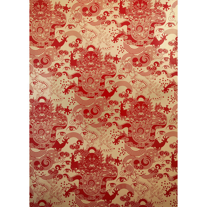 輸入壁紙 Flavor Paper / CELESTIAL DRAGON / Scarlet On Matte Gold Mylar