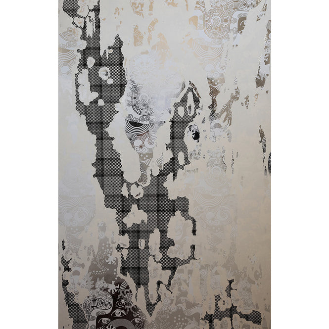 輸入壁紙 Flavor Paper / CELESTIAL DRAGON / Torn Plaid Marshmallow On Chrome Mylar