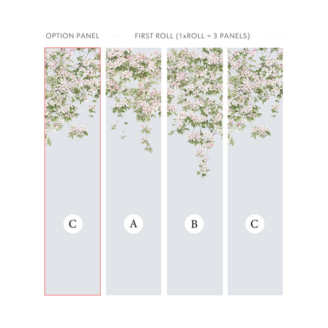 【Option：Cパネル】Sian Zeng / Clematis Mural Wallpaper / Dusty Blue ClemB