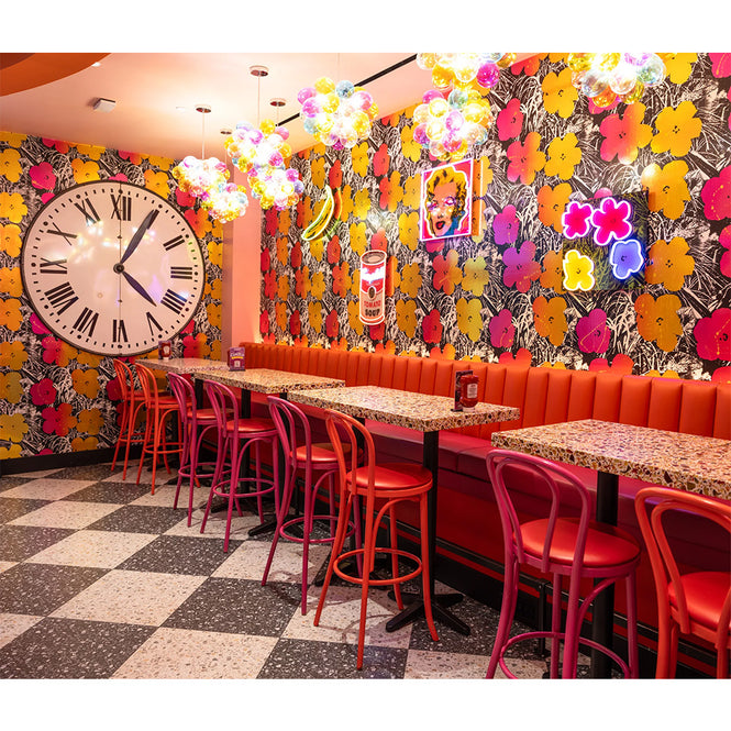 輸入壁紙 Andy Warhol / FLOWERS / Golden Shower on Chrome Mylar (single roll)