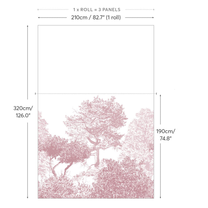 Sian Zeng / Hua Trees Mural Wallpaper / Burgundy 【3パネル1セット】