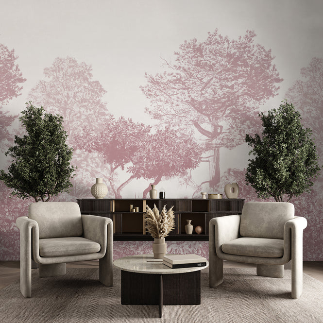 Sian Zeng / Hua Trees Mural Wallpaper / Burgundy 【3パネル1セット】