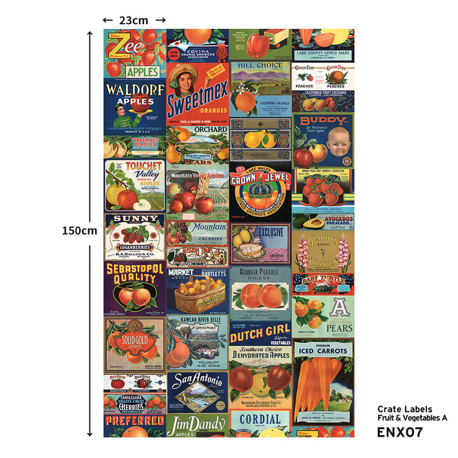 マステ感覚で貼る壁紙 【EASY WALL TAPE®︎】NLXL / Crate Labels Fruit & Vegetables A ENX07