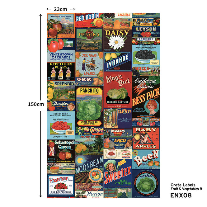 マステ感覚で貼る壁紙 【EASY WALL TAPE®︎】NLXL / Crate Labels Fruit & Vegetables B ENX08