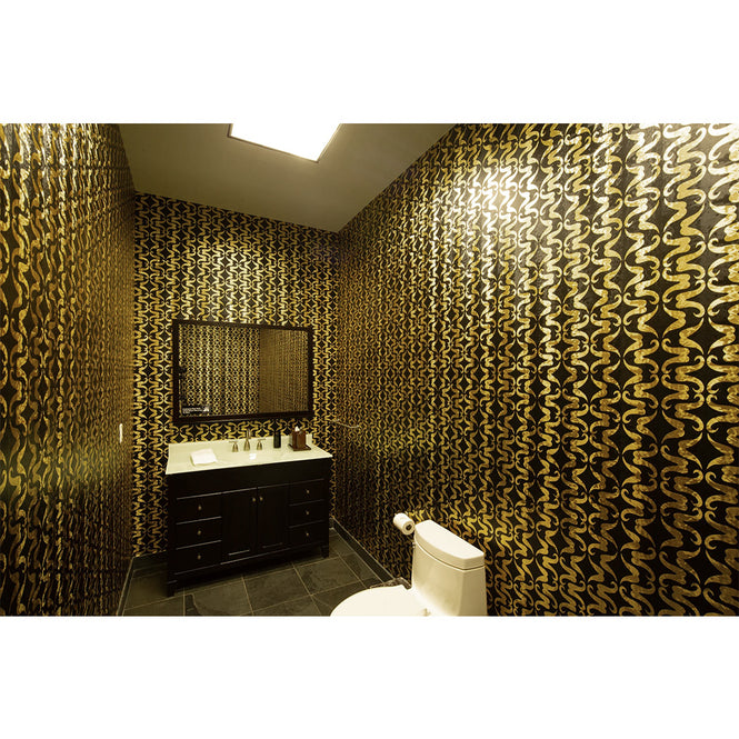 輸入壁紙 Flavor Paper / MUSTACHIO / Licorice On Gold Ponyskin Foil