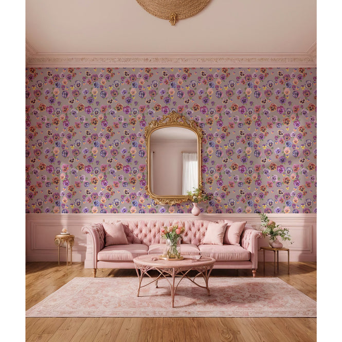 Victoria Sanders Design / PLETHORA OF PANSIES Bruised Pink