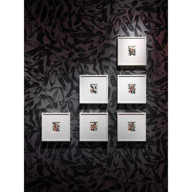 輸入壁紙 Andy Warhol / SHOES / Silver Dimond Dust on Ebony Clay Coated Paper (single roll)