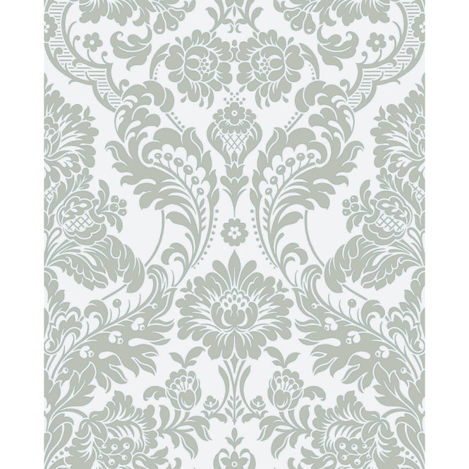 Graham & Brown / Gothic Damask Flock / Grey & Silver 104564