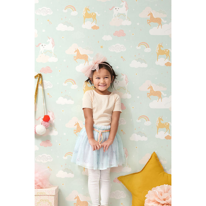 【限定数】輸入壁紙 Majvillan / Wish upon your dreams / Rainbow treasures bubblegum turquoise 129-02