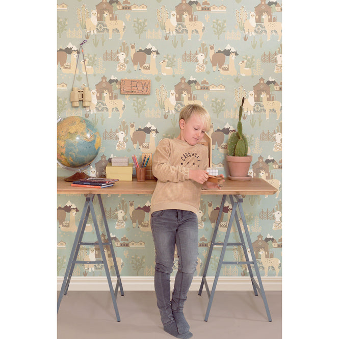 輸入壁紙 Majvillan / the Poetry collection / Lama Village afternoon blue 143-02