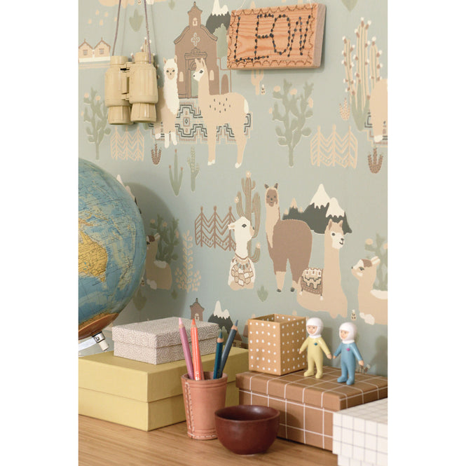 輸入壁紙 Majvillan / the Poetry collection / Lama Village afternoon blue 143-02