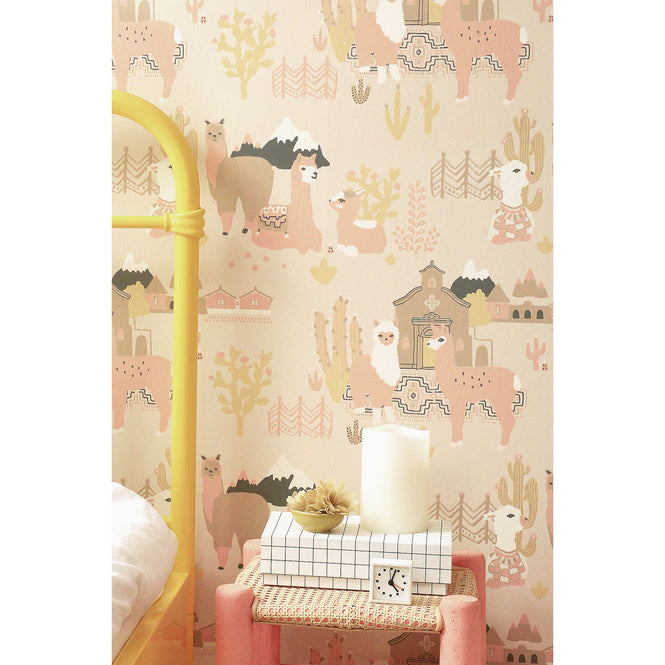 輸入壁紙 Majvillan / the Poetry collection / Lama Village light sunny pink 143-03