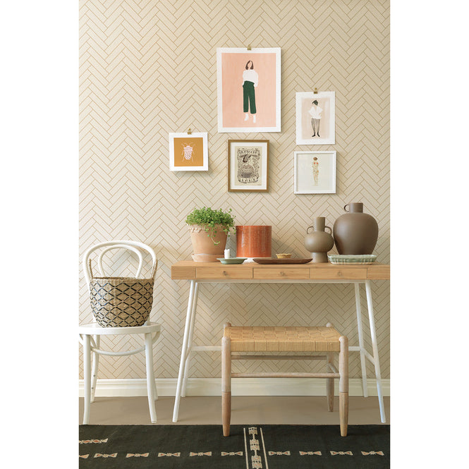 輸入壁紙 Majvillan / the Poetry collection / Herringbone sandy beige 144-01