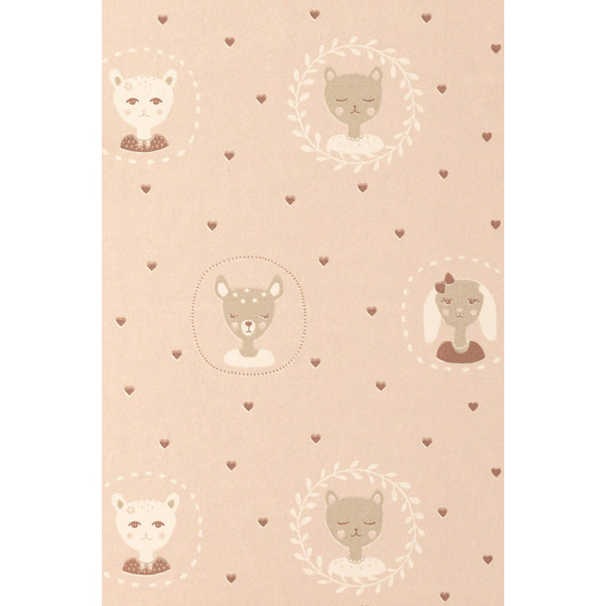 輸入壁紙 Majvillan / the Poetry collection / Hearts Dusty warm pink 148-01