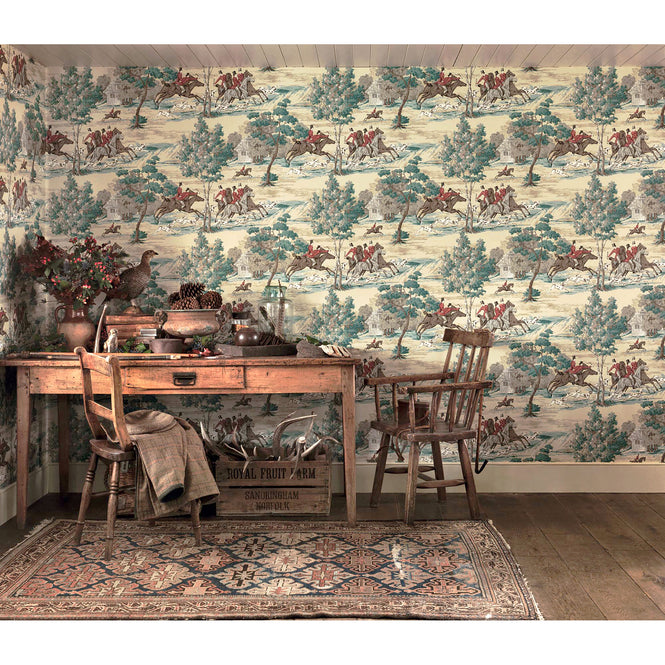 Sanderson / ONE SIXTY WALLPAPER COLLECTION / Tally Ho Teal / Ruby 214597