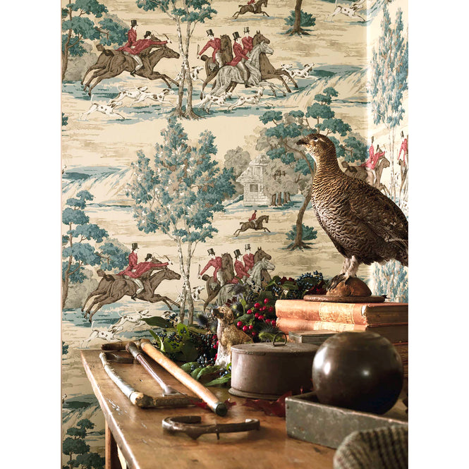 Sanderson / ONE SIXTY WALLPAPER COLLECTION / Tally Ho Teal / Ruby 214597