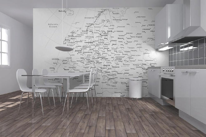 PHOTOWALL / Europe Map - b/w (e1771)