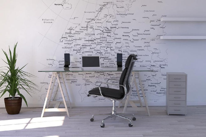PHOTOWALL / Europe Map - b/w (e1771)