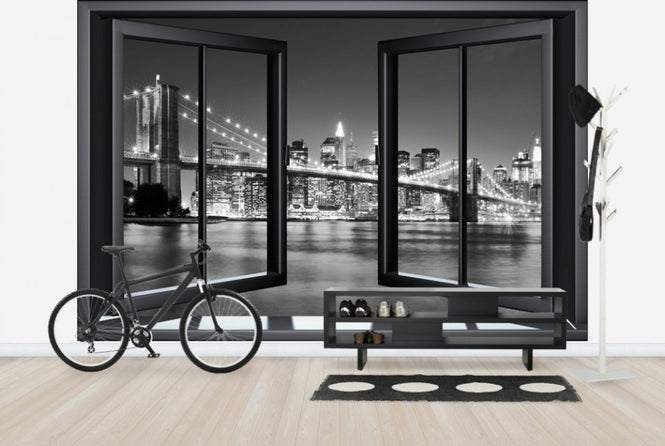PHOTOWALL / Bright Brooklyn Bridge Through Window (e20272)