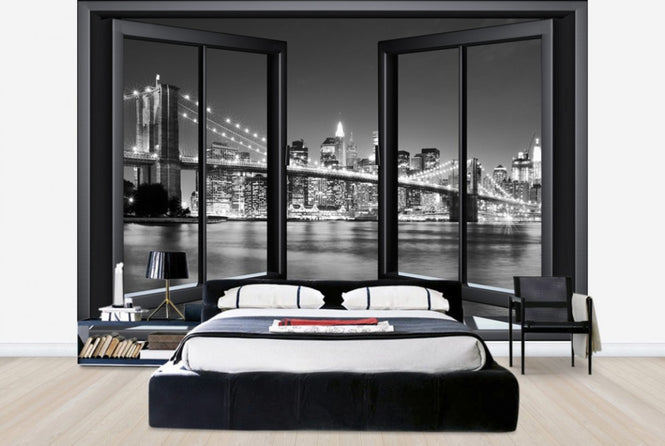 PHOTOWALL / Bright Brooklyn Bridge Through Window (e20272)