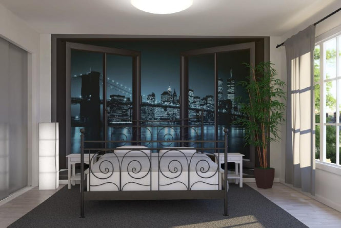 PHOTOWALL / Blue Brooklyn Bridge Through Window (e20740)