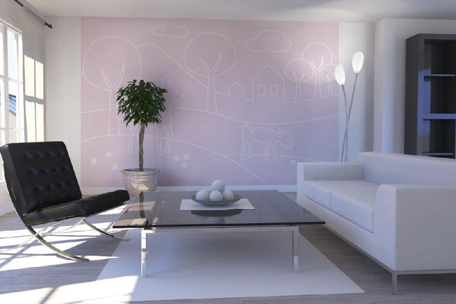 PHOTOWALL / Deer World Lines - pink (e21251)