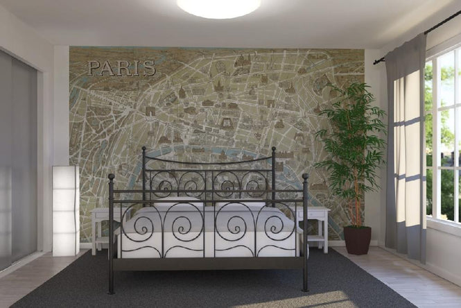 PHOTOWALL / Monuments of Paris Map Blue (e21620)