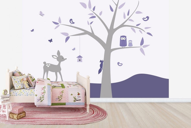PHOTOWALL / Animal Tree Purple Deer (e22375)