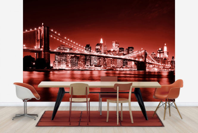 PHOTOWALL / Brooklyn Bridge - Red (e22383)