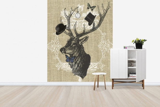 PHOTOWALL / Gentleman Stag Butterfly Linen (e22635)