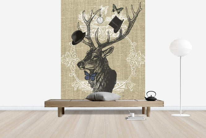 PHOTOWALL / Gentleman Stag Butterfly Linen (e22635)