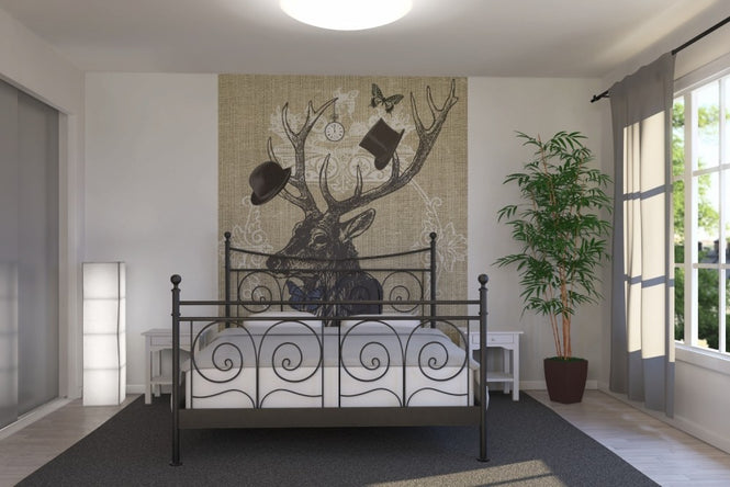 PHOTOWALL / Gentleman Stag Butterfly Linen (e22635)
