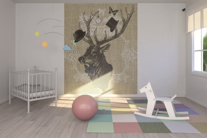 PHOTOWALL / Gentleman Stag Butterfly Linen (e22635)