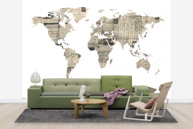 PHOTOWALL / Old Postcards World Map (e22676)