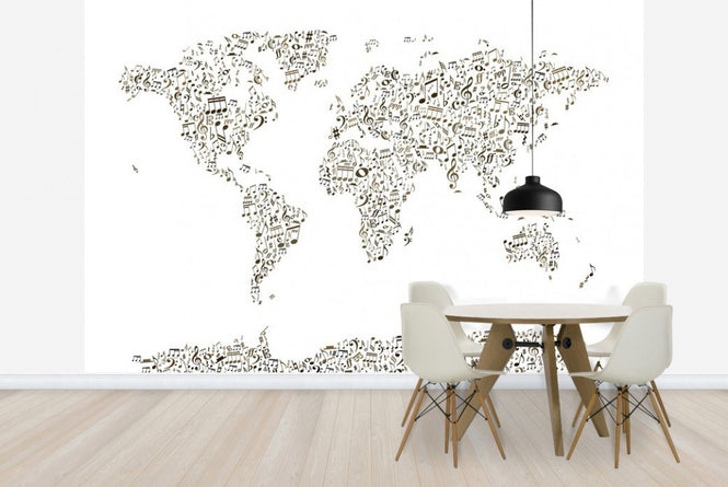 PHOTOWALL / Music Notes World Map (e22682)