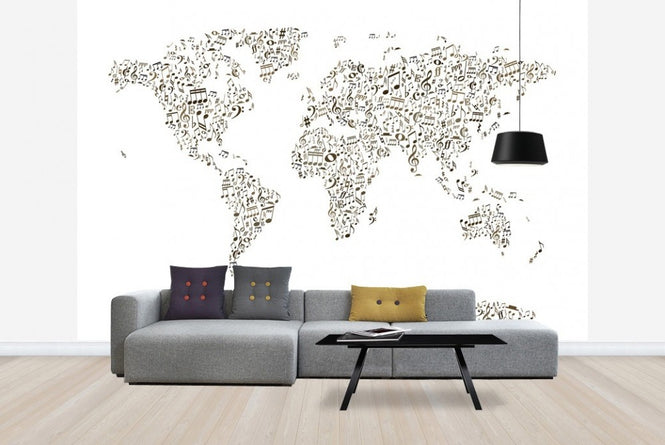PHOTOWALL / Music Notes World Map (e22682)