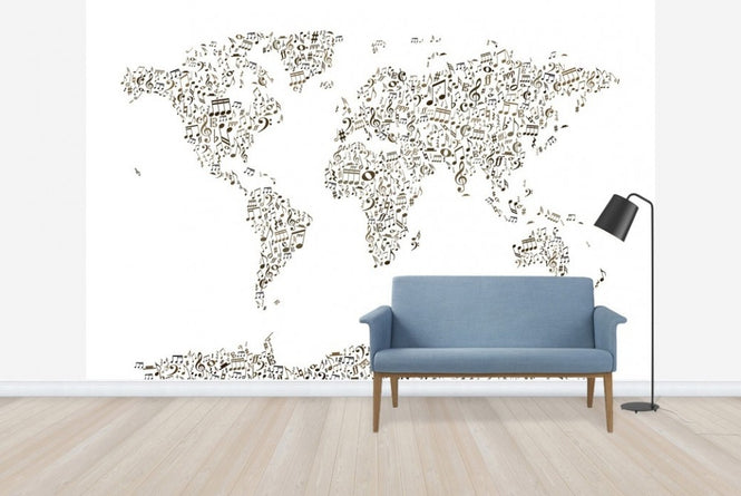 PHOTOWALL / Music Notes World Map (e22682)