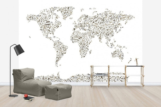 PHOTOWALL / Music Notes World Map (e22682)